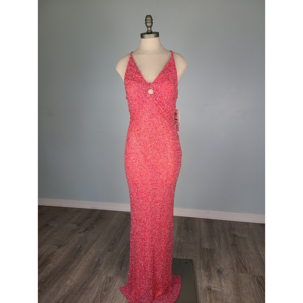 VTG Y2K Scala 100% Silk Beaded Gown Formal Prom Dress Pink Fairy DEADSTOCK